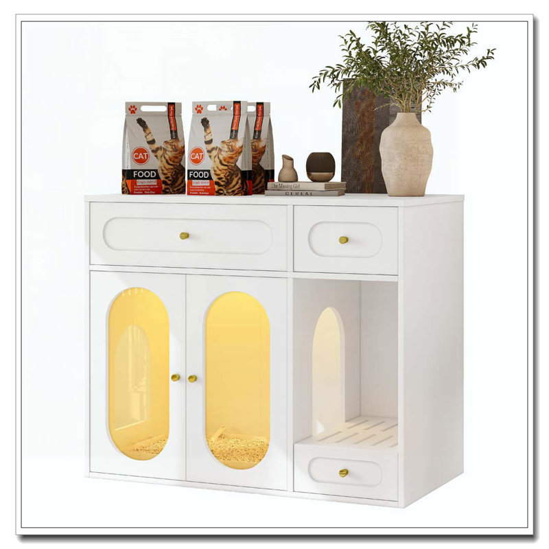 Tucker Murphy Pet™ Cat Litter Box Enclosure with LED Light | Wayfair